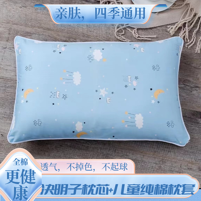 儿童决明子枕头27*45枕套纯棉宝宝幼儿园小学生专用枕芯全棉卡通