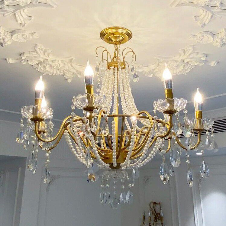 法式吊灯水晶蜡烛灯复古客餐厅灯具餐厅灯现代简约美式蜡烛客厅灯