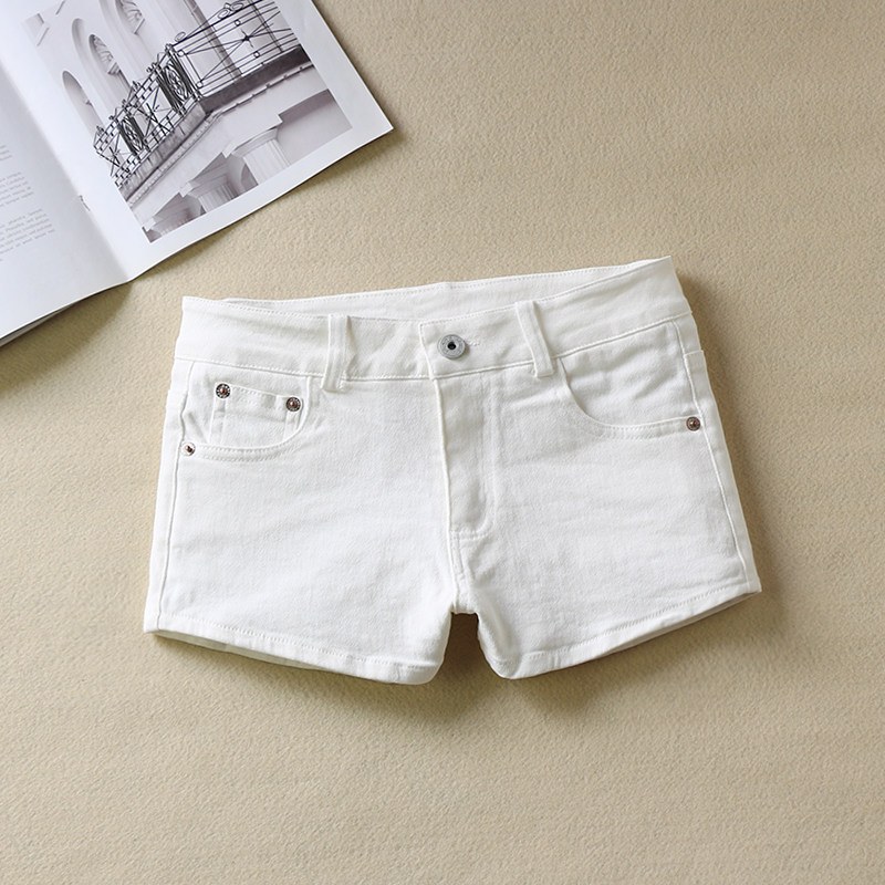 2025新款白色牛仔短裤女夏低腰弹力性感修身显瘦纯色包臀超短热裤