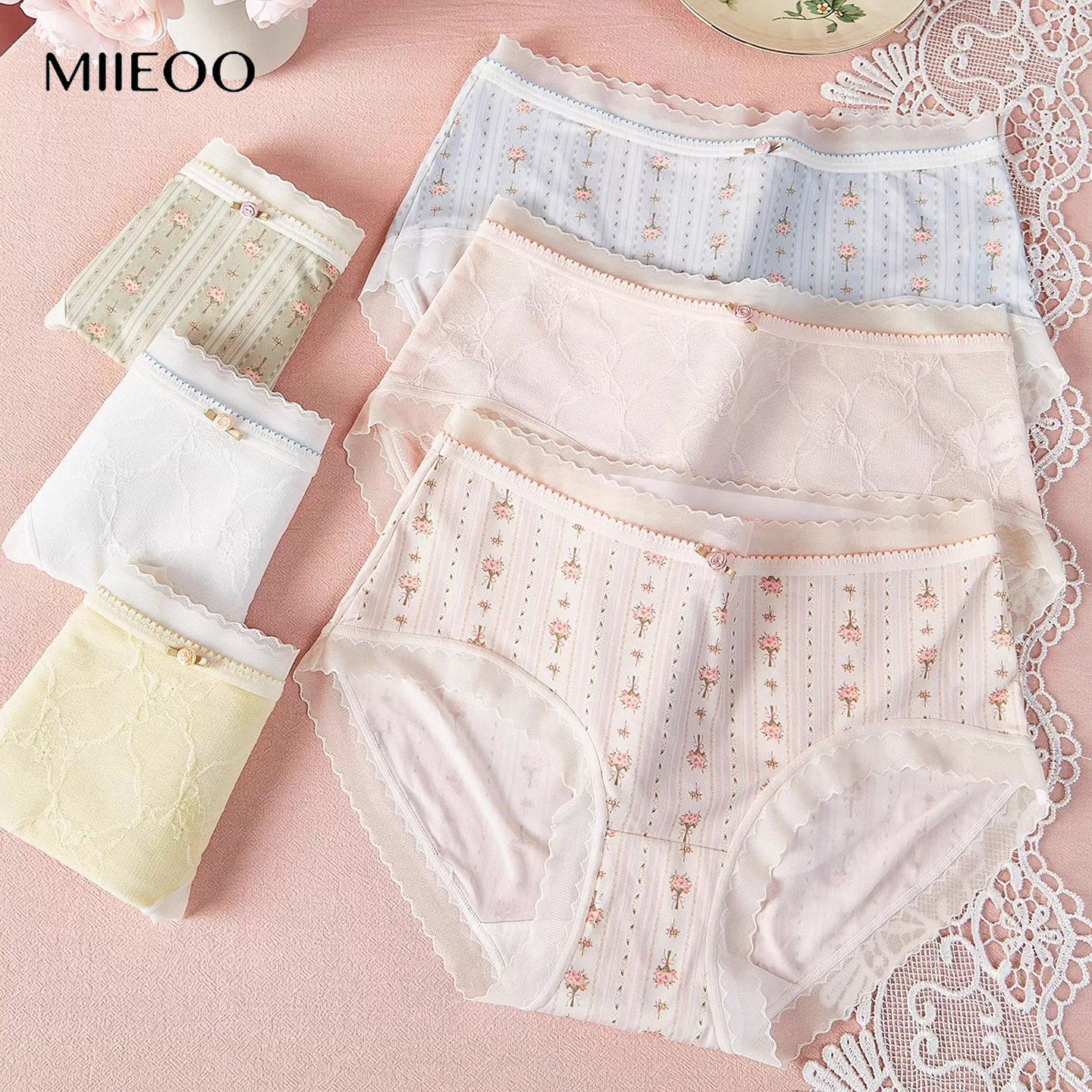 秘语蕾丝内裤女新款无痕包臀抗菌透气薄款中腰平角裤印花女生短裤,女士内衣/男士内衣/家居服,平角裤,淘宝优惠券,粉丝福利购,淘宝优惠卷