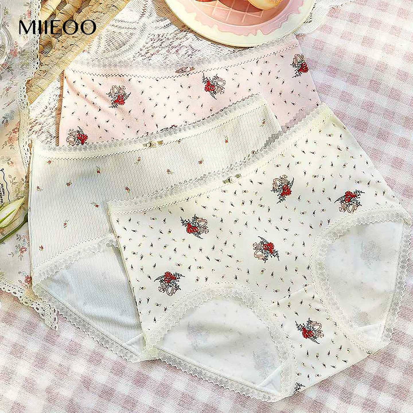 秘语内裤女中高腰无痕包臀蕾丝边透气薄款抗菌2026新款印花平角裤,女士内衣/男士内衣/家居服,平角裤,淘宝优惠券,粉丝福利购,淘宝优惠卷