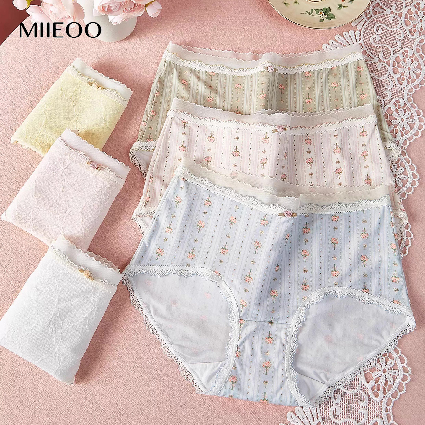 秘语蕾丝内裤女2026新款无痕包臀抗菌裆薄款性感中高腰印花平角裤,女士内衣/男士内衣/家居服,平角裤,淘宝优惠券,粉丝福利购,淘宝优惠卷