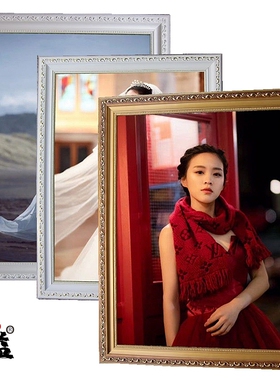 实木婚纱照相框定做 金色白色素描写真画框全家福 16 20 24 30寸