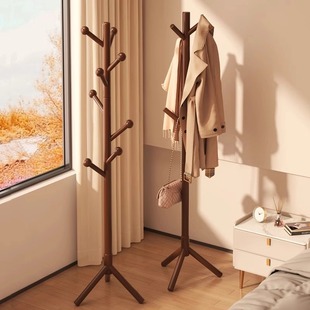 实木衣架落地卧室挂衣架家用挂衣杆客厅立式 置衣架简易网红衣帽架