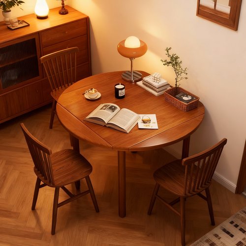 实木折叠圆桌家用小户型饭桌