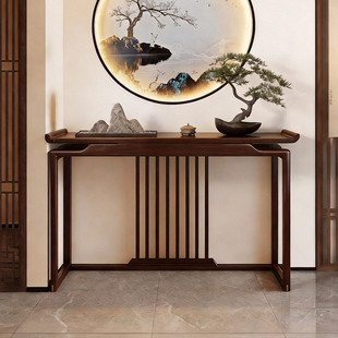 新中式玄关桌纯实木简约供桌条案佛台佛龛禅意橡胶木玄关柜玄关台