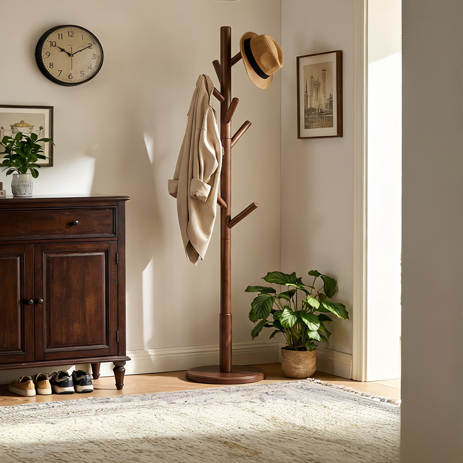 实木衣架落地卧室家用挂衣架落地挂衣置物架衣服挂架衣帽架挂衣杆,住宅家具,衣帽架,淘宝优惠券,粉丝福利购,淘宝优惠卷