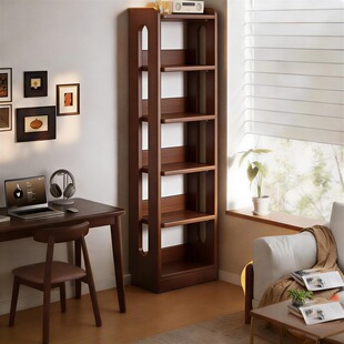 实木转角窄书架一体靠墙落地置物架不占地方的夹缝小书柜学生家用