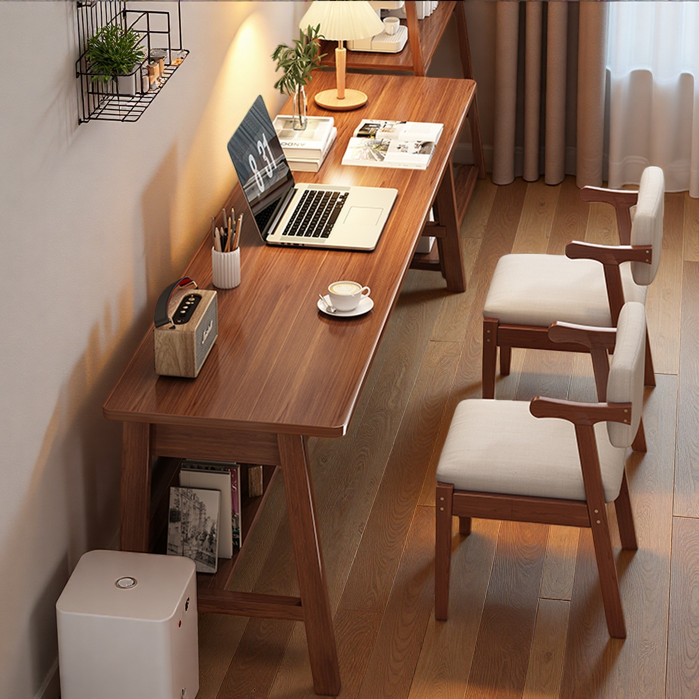 长条桌实木腿电脑桌靠墙窄桌