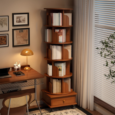 旋转书架落地置物架家用客厅书柜