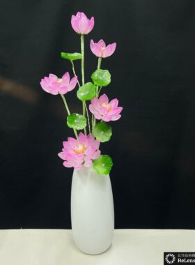 琉璃手工荷花佛前供花