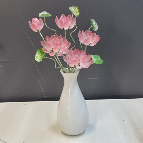 琉璃佛供花荷花轻奢摆件