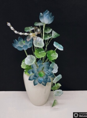 琉璃手工莲花桌面仿真花
