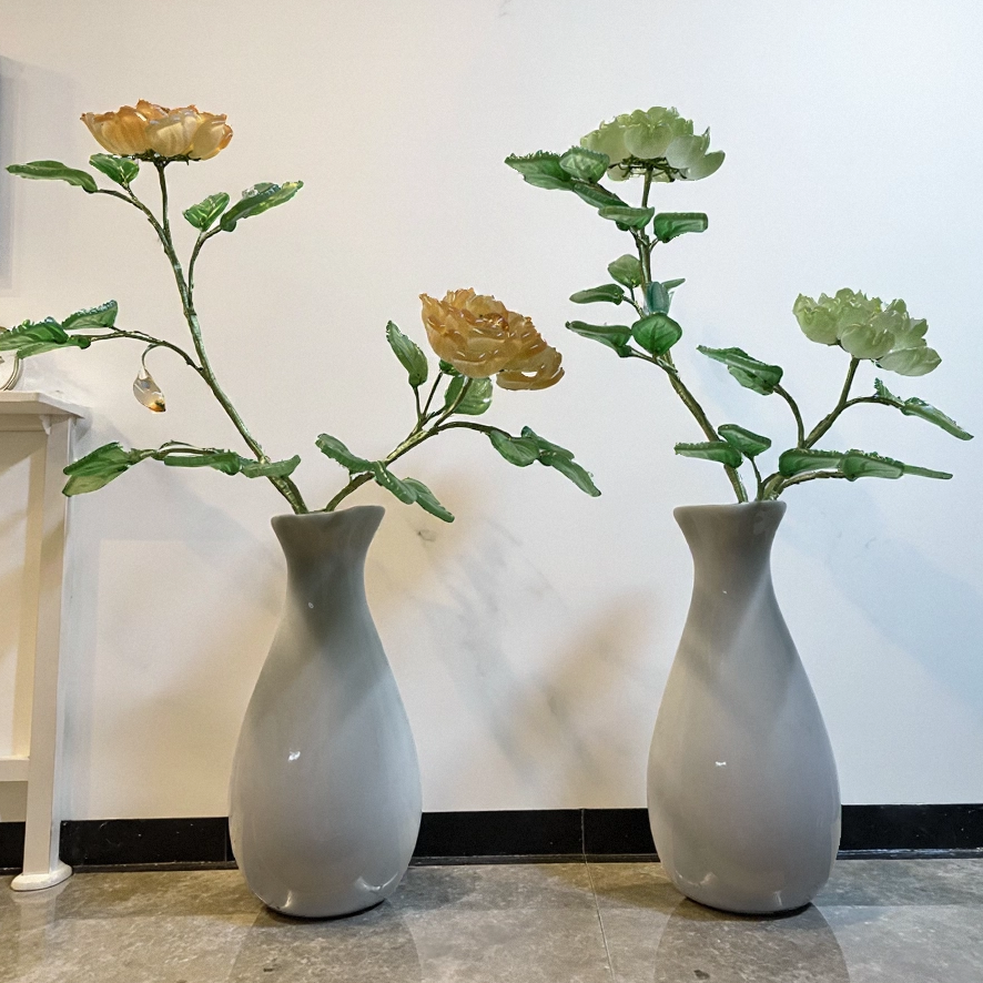 琉璃木芙蓉书房书桌办公摆件