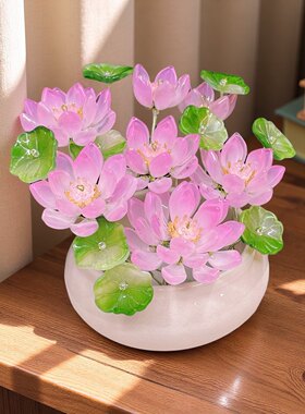 琉璃手工荷花佛供花紫色观音