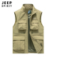 宽松马夹休闲立领钓鱼摄影坎肩 新品 吉普JEEP男士 多口袋马甲春秋季