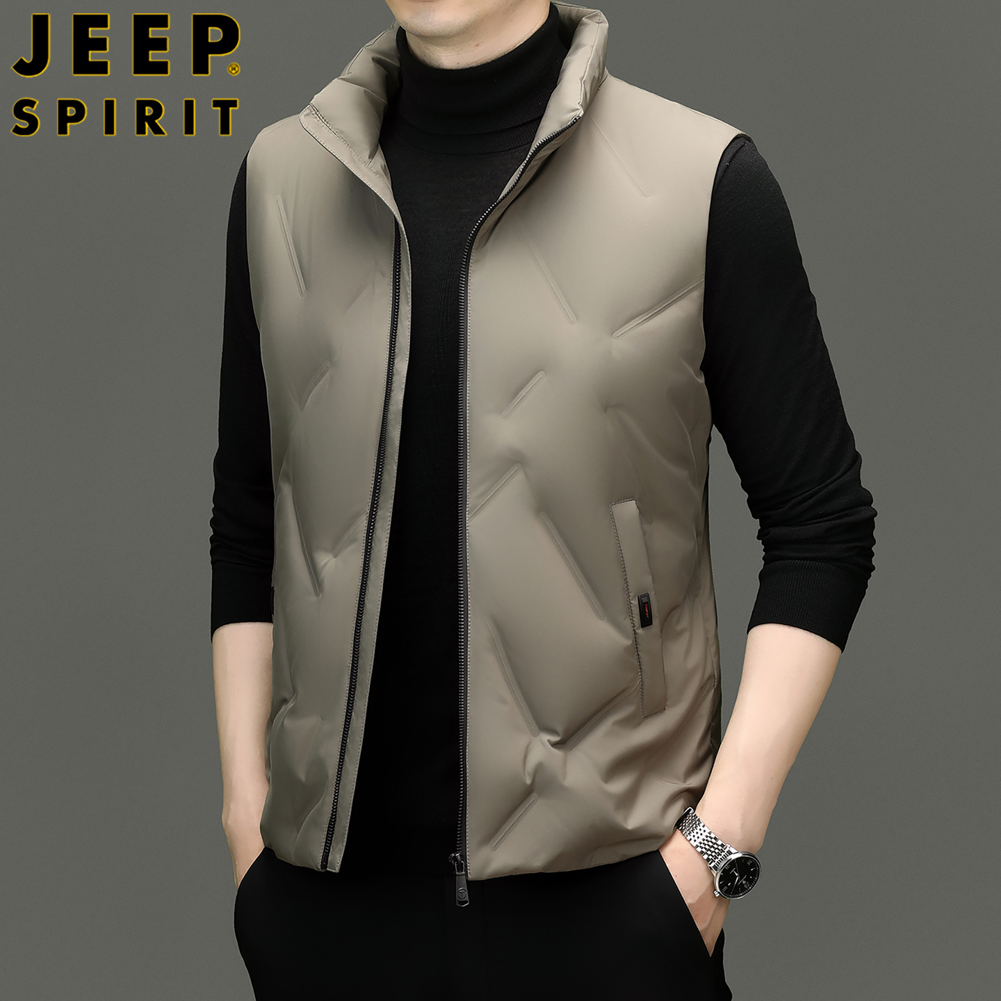 jeepspirit男士立领羽绒马夹