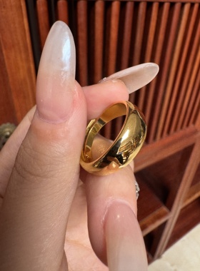 金店同款沙金仿真金古法加厚泥鳅背素圈戒指男女款情侣戒指对戒女