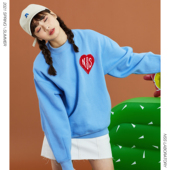 NSSLAB 赵露思同款 21秋冬潮牌原创宽松休闲国潮蓝色爱心卫衣