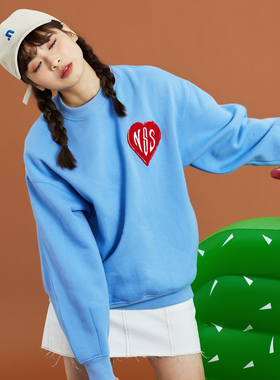 【赵露思同款】NSSLAB 21秋冬潮牌原创宽松休闲国潮蓝色爱心卫衣