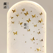 仿真不锈钢蝴蝶壁饰酒店婚礼背景墙装 饰墙饰店铺室内墙面立体墙贴