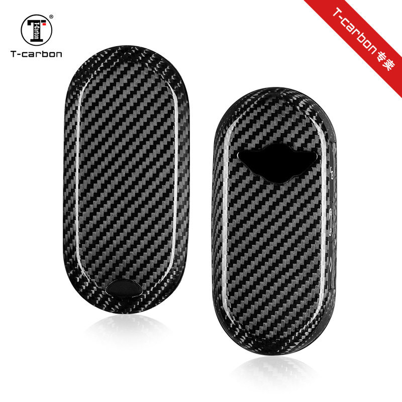 T-Carbon碳纤维适用于新宝马MINI钥匙套Cooper迷你车钥匙包保护