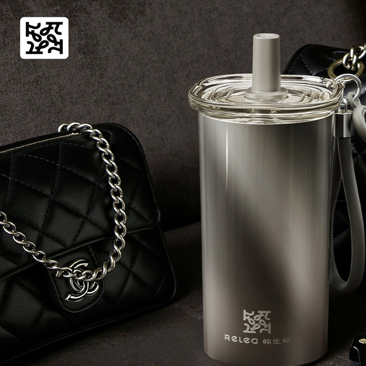 物生物保温杯女生高颜值吸管杯陶瓷内胆咖啡杯子学生新款便携水杯