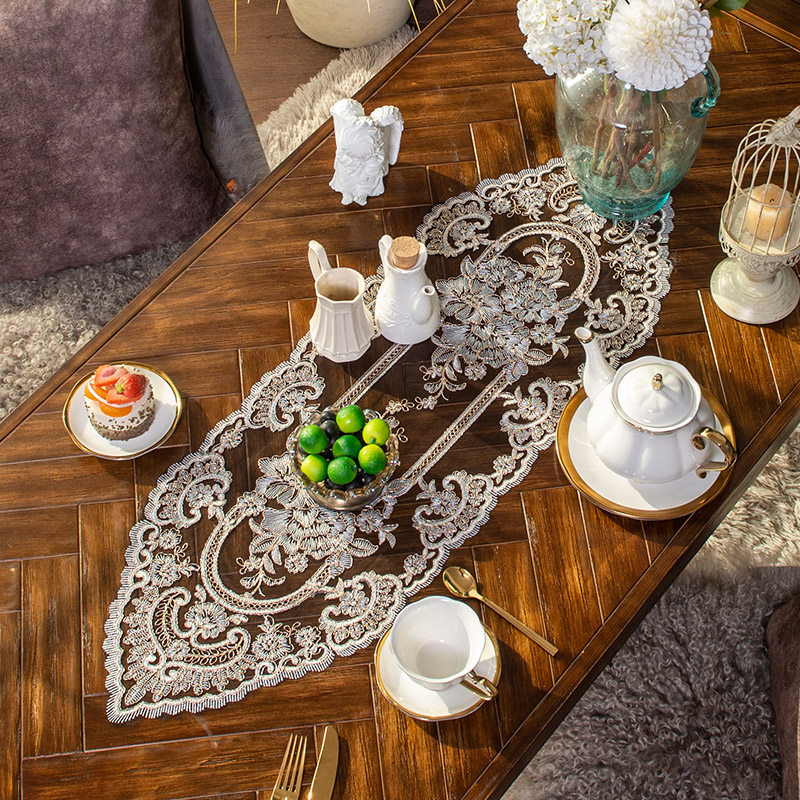 泰绣桌旗精致蕾丝刺绣