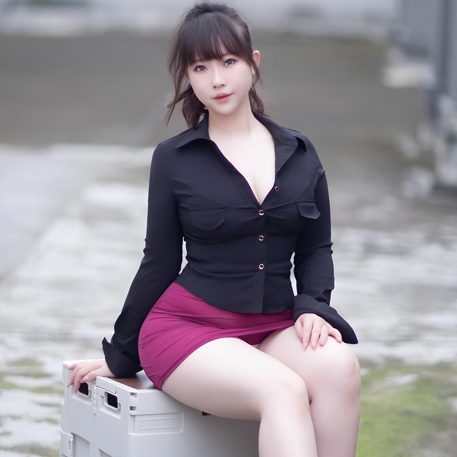 性感纯欲风修身衬衫女夏长袖空姐职业套装工作服OL制服透明透视装