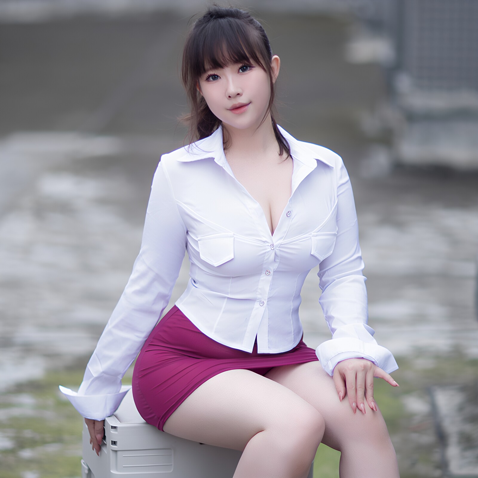 新款性感短裤紧身OL秘书装长袖修身衬衫开衫气质百搭职业装户外装