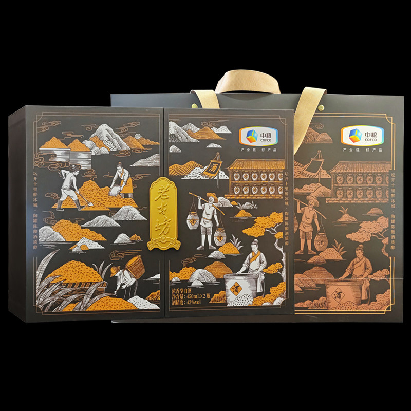 中粮老古坊白酒浓香型42度送礼盒纯粮优级白酒