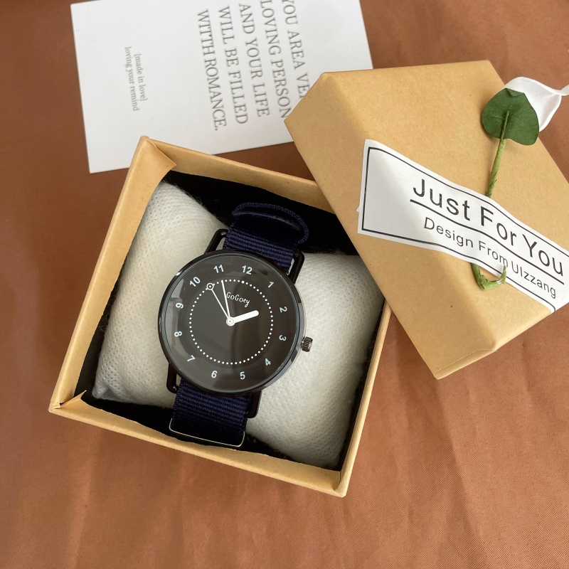 克莱因蓝小众显白学院风帆布手表