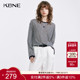 女圆领上衣长袖 2025秋季 新款 KBNE竹节麻条纹针织衫 小个子百搭罩衫