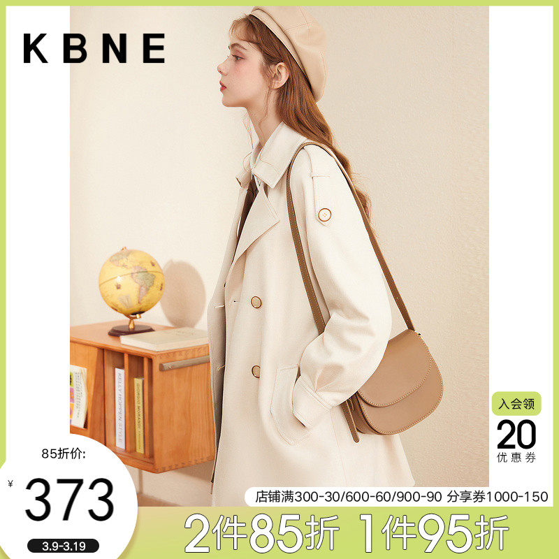风衣外套女白色大衣中长款 kbne2022春秋新款小个子流行韩版上衣