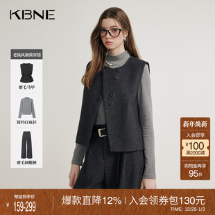 外穿背心上衣小个子马甲外套女装 KBNE老钱风灰色女士马夹秋装 新款
