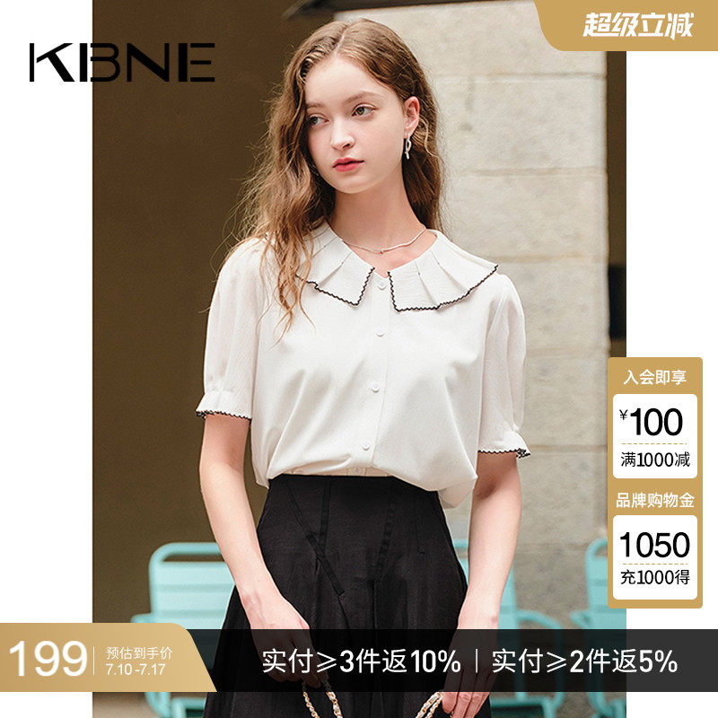 短袖衬衫KBNE娃娃领学院风