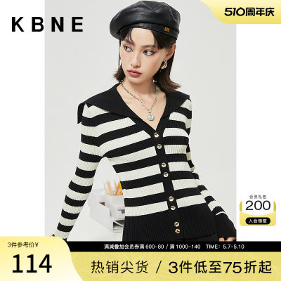 条纹针织衫毛衣女kbne2023秋季新款今年流行漂亮上衣