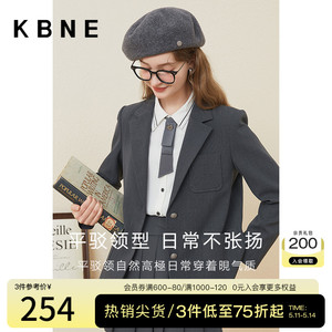 西装外套女学院风休闲上衣kbne2023秋季新款小个子灰色流行西服