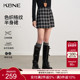 新款 KBNE复古学院风格 纹毛呢半身裙女2025冬季 格子a字包臀短裙子