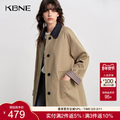 KBNE巴恩风卡其色风衣外套女中长款 小个子大衣春秋新款 气质外衣