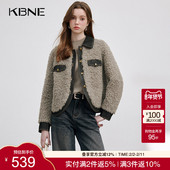 休闲毛毛外套上衣kbne2025气质新款 米色毛绒短款 冬季 小个子秋冬女