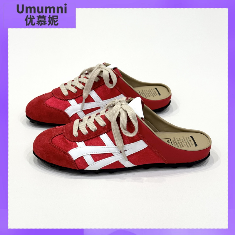 优慕妮平底一脚蹬懒人包头半拖鞋