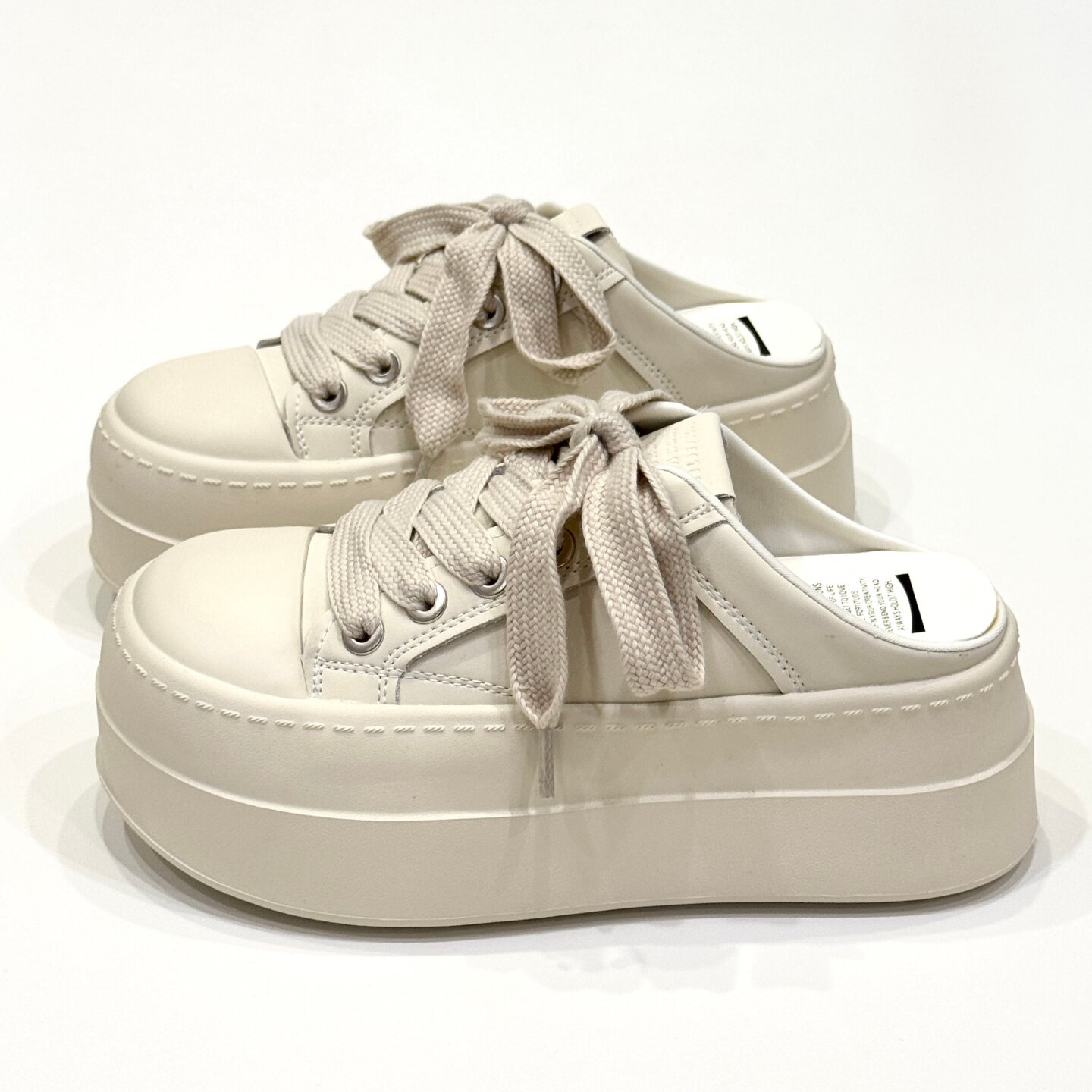 优慕妮真皮一脚蹬懒人增高休闲板鞋小个子厚底小白鞋包头半拖女款