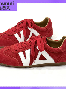 umumni优慕妮超火休闲运动方头板鞋秋款红色软底跑步阿甘德训鞋女