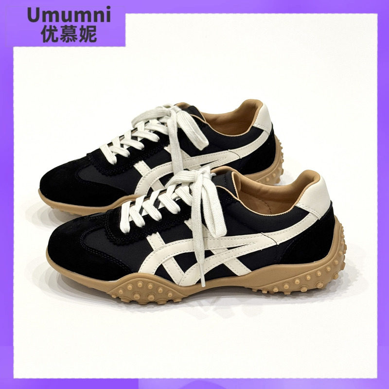 优慕妮真皮厚底休闲阿甘德训鞋女