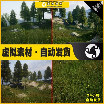 UE4虚幻5 Realistic Foliage Pack 写实草原山坡森林草地地貌场景