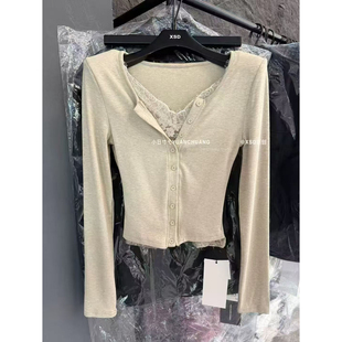 2025冬季新款韩版甜辣风加绒半开领拼接蕾丝百搭T恤上衣打底衫女