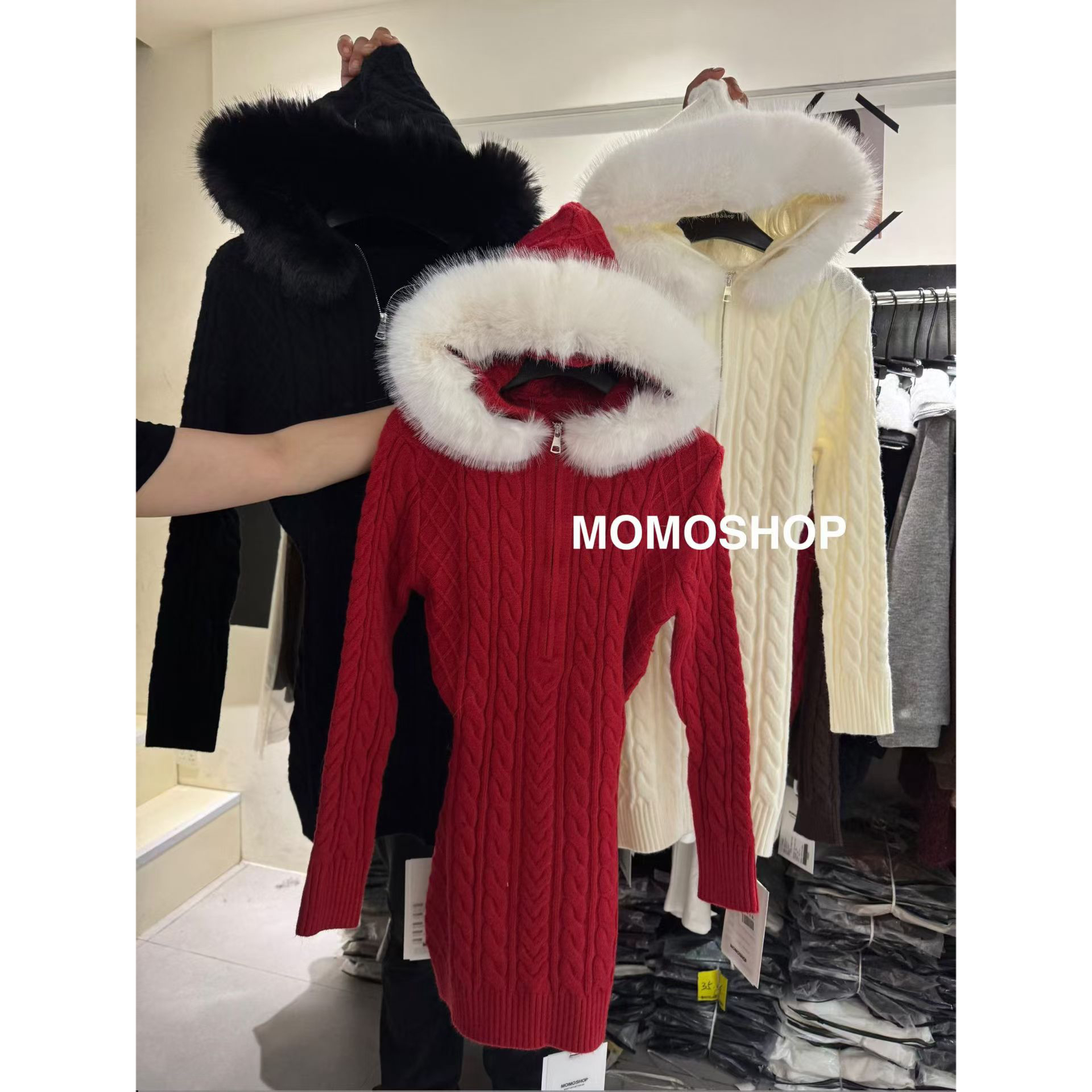 韩版2025冬季新款时尚纯欲韩系小女人洋气加厚针织毛衣连衣裙