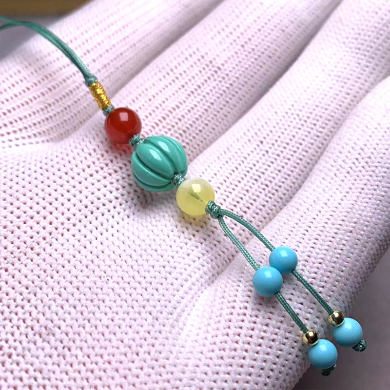 绿松石挂件包包链钥匙链手机链散珠配件女生手链DIY串珠子配饰品