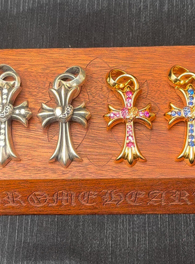 美国高校彩钻十字架吊坠爱心项链